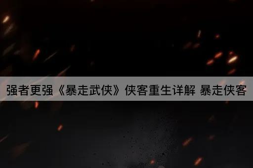 强者更强《暴走武侠》侠客重生详解 暴走侠客