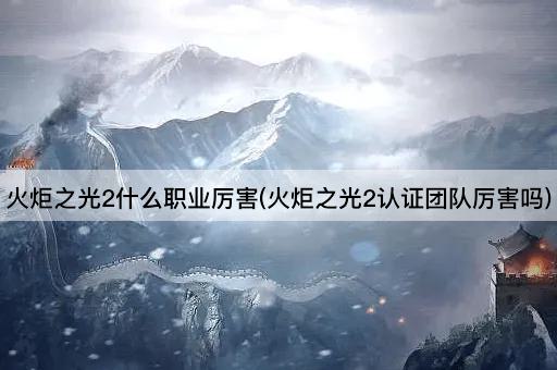 火炬之光2什么职业厉害(火炬之光2认证团队厉害吗)